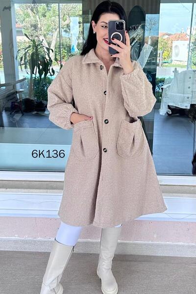 İnce Topuk Buttoned Cashmere Coat 6K136