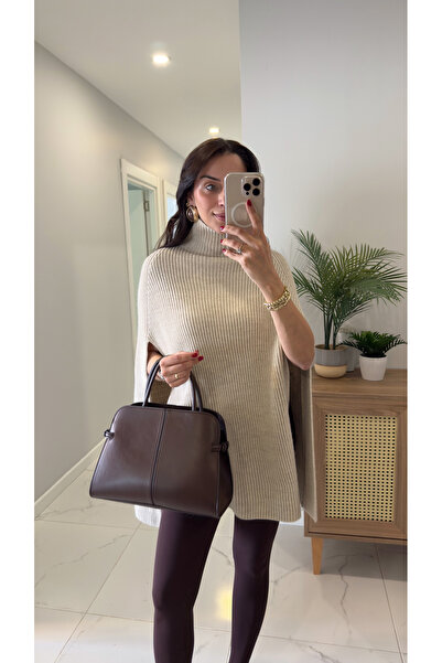 BİRCANÇİL Zorenn Ecru Poncho Knitwear