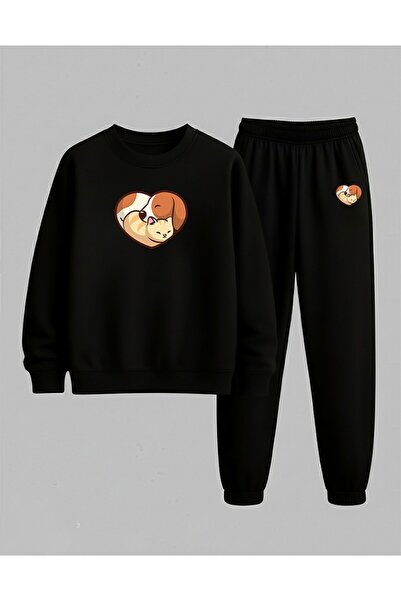 LORVEX Унисекс детска суитшърт - Комплект спортен екип с велосипедна яка DOG ...