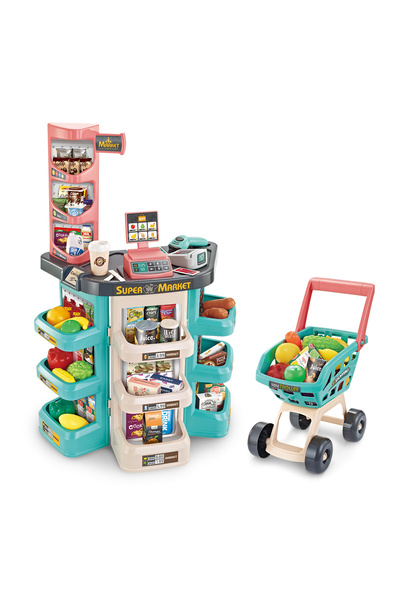 LITTLE ANGEL - مجموعة لعب التسوق في السوبر ماركت للأطفال مع عربة