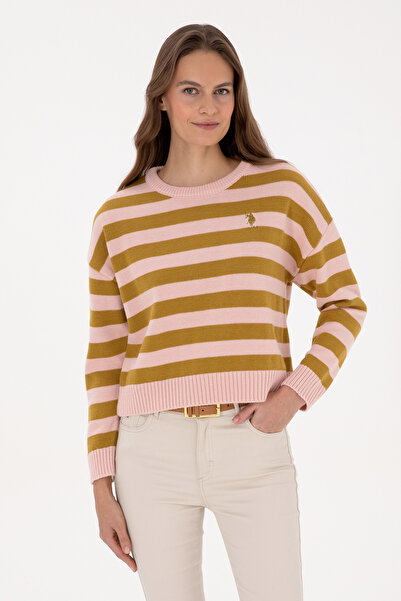 U.S. Polo Assn. Women's Powder Striped Crew Neck Sweater 50314653-Vr042