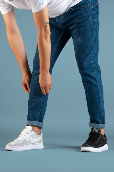 bombe Men's Slim Fit Lycra Nails Jeans Trousers Smoked