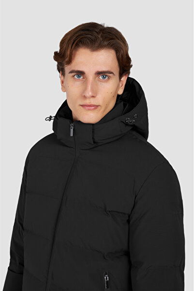 PAUL&SHARK Men's Regular Fit Quilted Patterned down Filled Hooded Black Jacket 15312007-011