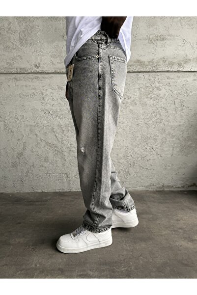 KağanKY Сірі джинси з потертостями та рваними елементами