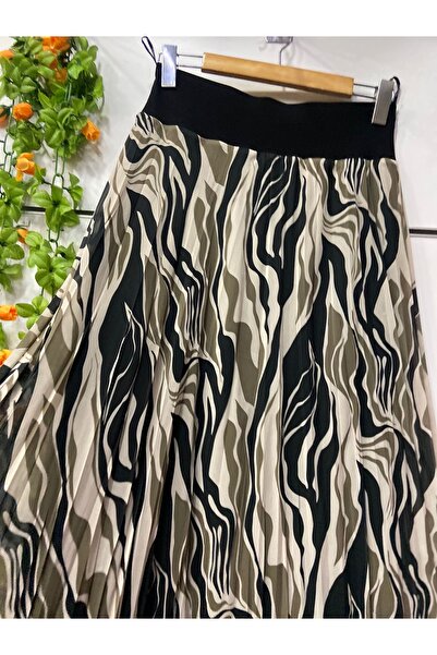 edu collection Patterned Chiffon Bohe Bell Skirt with Lining