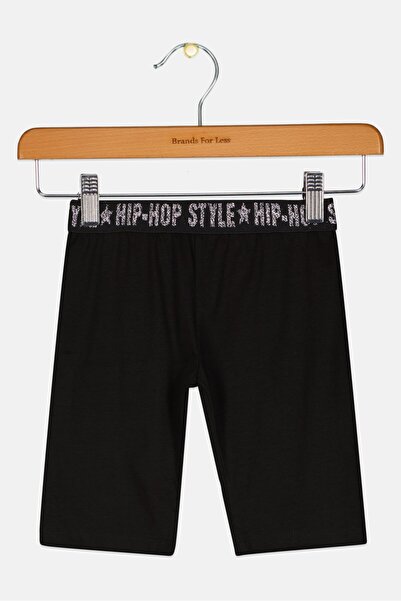 Choupette Kids Girl Metallic Basic Shorts, Black