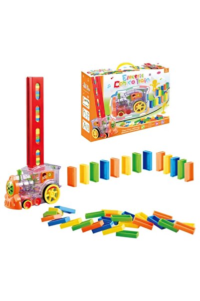 LITTLE ANGEL – ألعاب أطفال مجموعة قطار الدومينو الكهربائي مع مكعبات