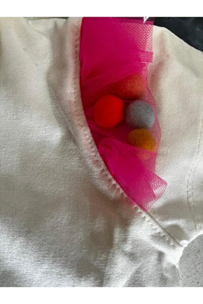 BİLGEN Style Girl's Pompon Skirt with Elastic Waist and Shoulder Pompon Detail with Tassel 2-Piece Set