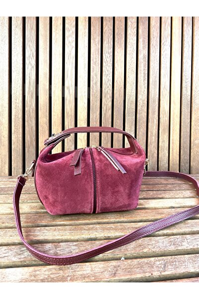 ABBRA Women's Real Suede Leather Small Bag with Hand Shoulder Strap and Lining
