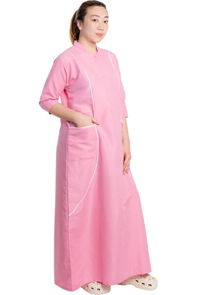 Generic Professional Medical/Housemaid Uniform Dress, 3/4 Sleeve, Mandarin Collar, Front Pockets