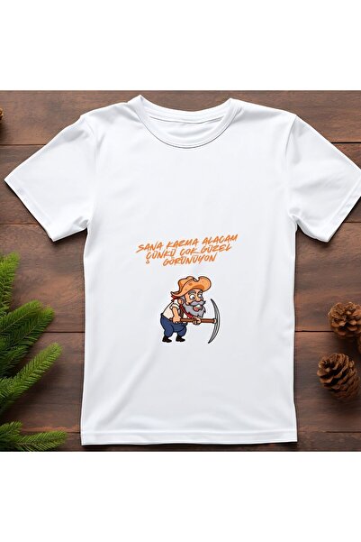 gifttime Miner Cartoon T-Shirt - "I'Ll Dig You a Hole You'Ll Look Great in It" Funny White Tee