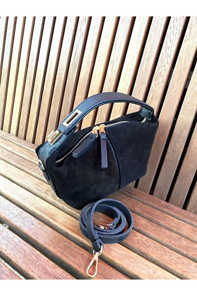 ABBRA Women's Real Suede Leather Small Bag with Hand Shoulder Strap and Lining