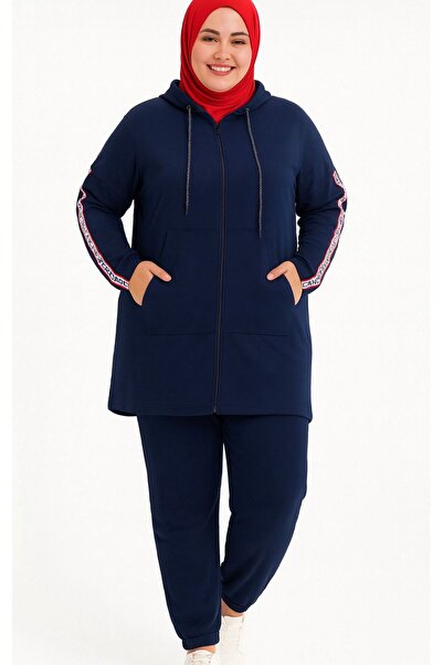 CNG MODA Plus Size Zippered Tomy Mother Tracksuit Set