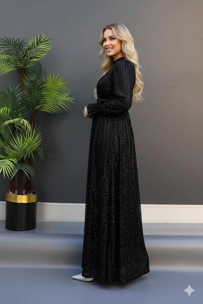 Elbee Fashion Woman Sequin Sequin Evening Dress