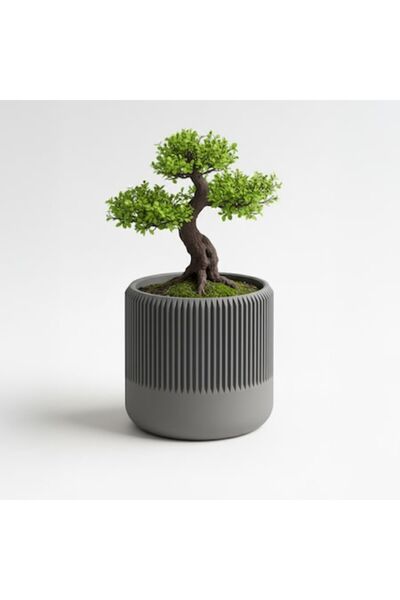 OEM Tall decorative pot with vertical design – Graphite Mist color