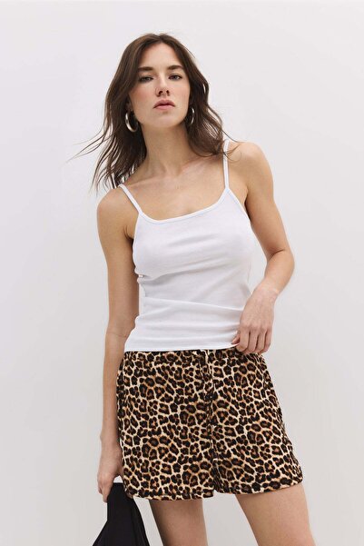 No Matter What Mini-Shorts mit Leopardenmuster und gerafftem Bund