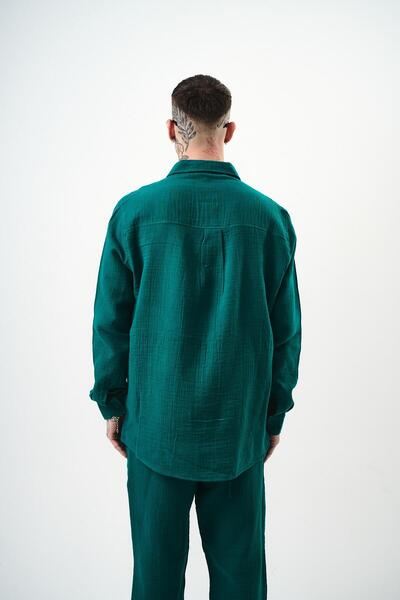 Respire Men's Long Sleeve Oversized Muslin Shirt Çağla