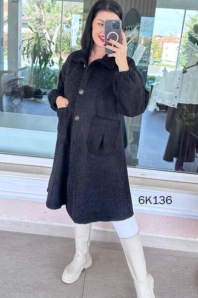 İnce Topuk Buttoned Cashmere Coat 6K136