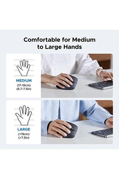 Ugreen Ergonomic Vertical Wireless Mouse, 6 Buttons, 2.4GHz, 1000/1600/2000/4000 DPI, Black