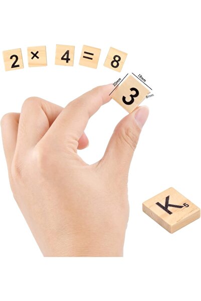 DELPI Set of 200 Wooden Letters and Numbers, Delpi, for Scrabble-type Games, 2 x 1.8 cm, DIY