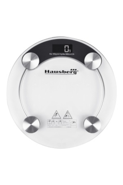 Hausberg HB-6000 NG Body Scale - LCD, Auto-off, Battery Indicator, 180 kg, Transparent Glass, Black