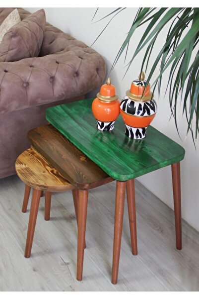 Picco Wood Doğal masif ahşap zigon sehpa,yan sehpa