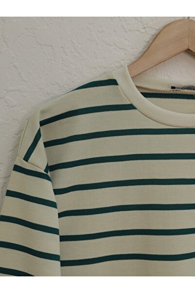 HİJABAYA Ανοιχτό Wortex Sweat με ριγέ μανίκια και ριμπάνα φούστα