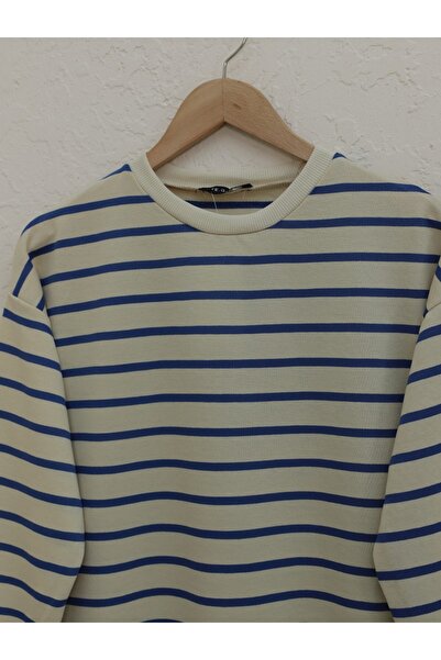 HİJABAYA Ανοιχτό Wortex Sweat με ριγέ μανίκια και ριμπάνα φούστα