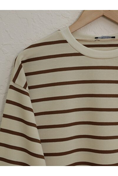 HİJABAYA Ανοιχτό Wortex Sweat με ριγέ μανίκια και ριμπάνα φούστα