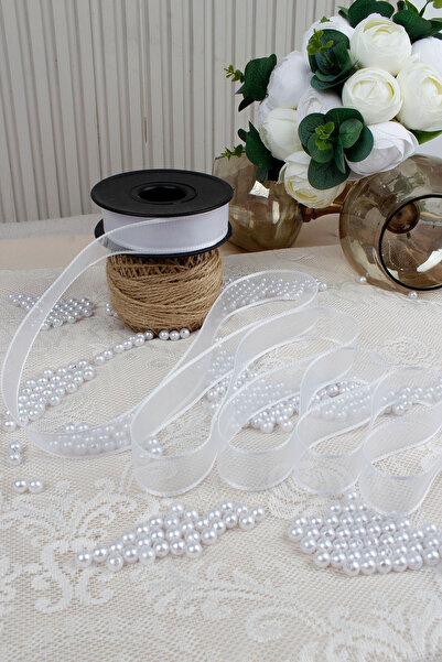 Mortex White Chiffon Ribbon 2.5 cm 20 m - Gift Wrap, Wedding, Engagement, Wedding Set, Gift, Decoration, Birthday, Party