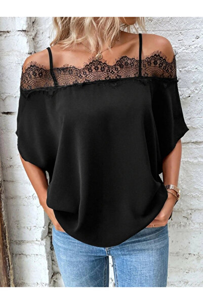 GENCULUS Women's suspender lace janjan crepe blouse