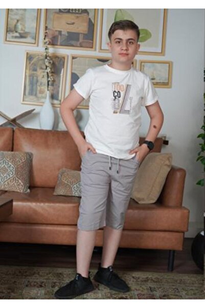 X-LİNE Boys Set - Mickey Mouse T-Shirt and Grey Shorts