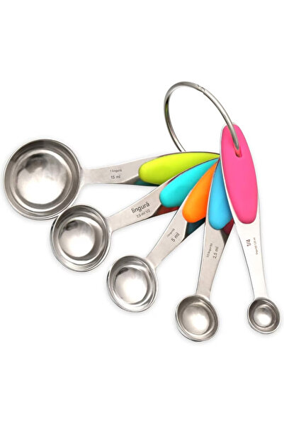 BELLA Bath&Soap Set of 5 graduated spoons,measuring and dosing cups, stainless steel, measures from 1.25ml -15 ml