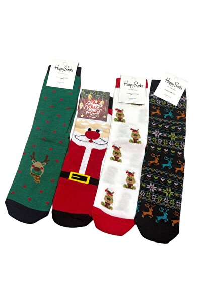 Melkady Aksesuar Melkady 810A - New Year's Themed Printed Sock Set (4-Piece)