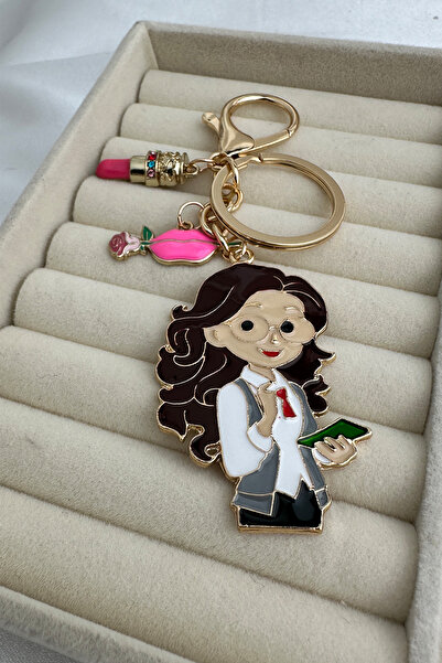 Modex Golden Yellow Lipstick Detail Teacher Bag Accessory Keychain