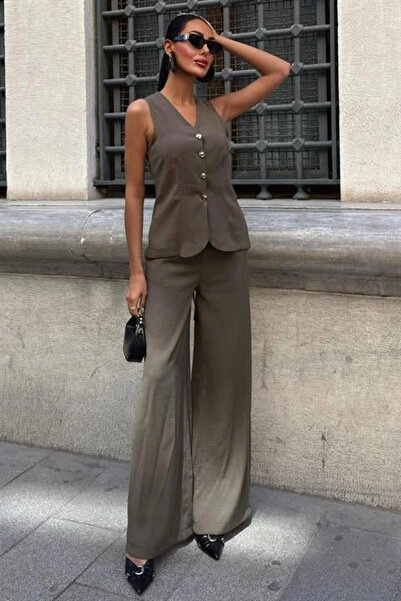 GENCULUS Lace-Up Back Vest Plazza Pants Modal Set 1020208