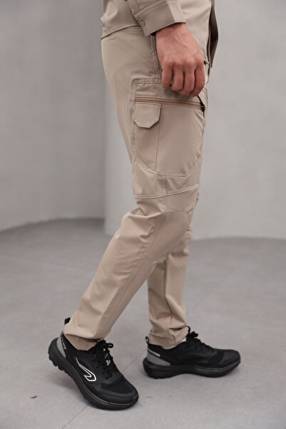 Bürke Men's Beige Color Tactical Outdoor Water and Wind Resistant Softshell Pants