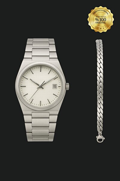 Northwatch Men's Steel Wristwatch & Steel Bracelet Set – Stylish Modern Ensemble