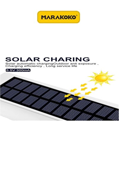 MARAKOKO Solar-powered spotlight. Powerful spotlight resembling a security camera in design; waterproof and comes with a remote control.