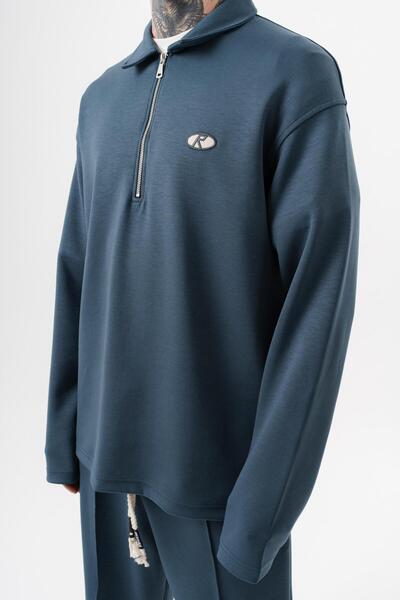 Respire Men's Half-Zip Modal Sweatshirt Petrol