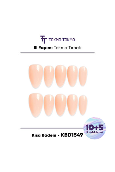 Takma Takma 15'li Ten Rengi Kısa Badem KBD1549 Tekrar Kullanılabilir El Yapım...