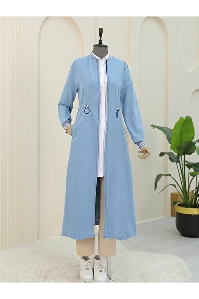 HİJABAYA Еластична дънкова шапка с цип и тунел на талията