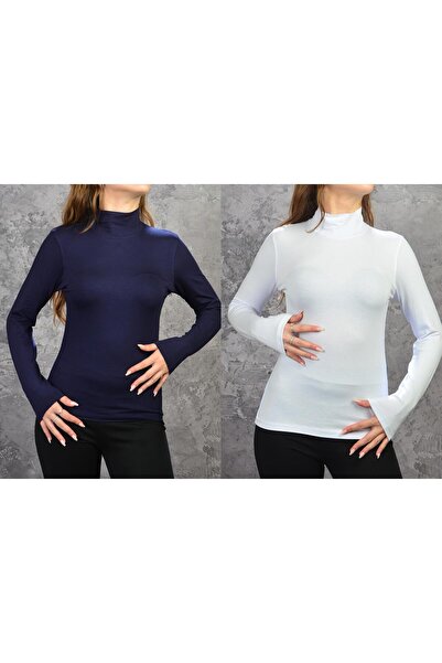 İDOL GİYİM Women's Long Sleeve Turtleneck Viscose Bodysuit Set of 2