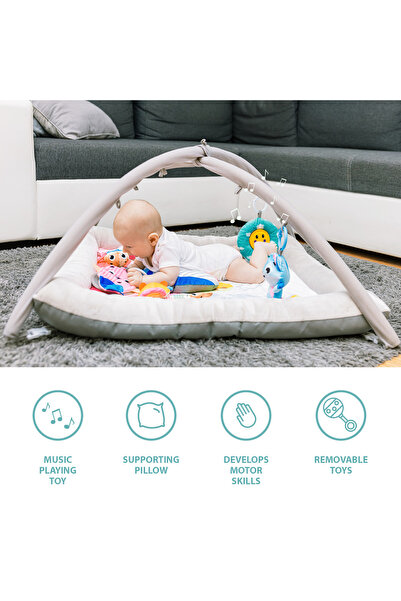 LITTLE ANGEL - Baby Play Mat Activity Gym - Grey