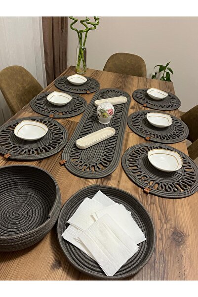 eftlyhome Runner Basket Set, Jute, Wicker, American Service, Cutlery Set, Plate Coaster, Presentation, Bread Basket