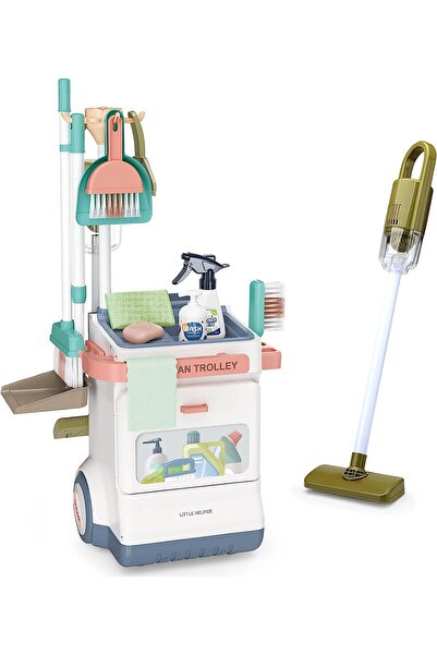 LITTLE ANGEL – مجموعة عربة تنظيف ألعاب الأطفال مع مكنسة كهربائية
