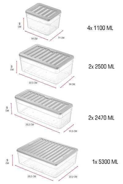FİTHOME 9-Piece Deep Large Size Refrigerator and Freezer Storage Container In-Cabinet Organizer Microwave Suitable
