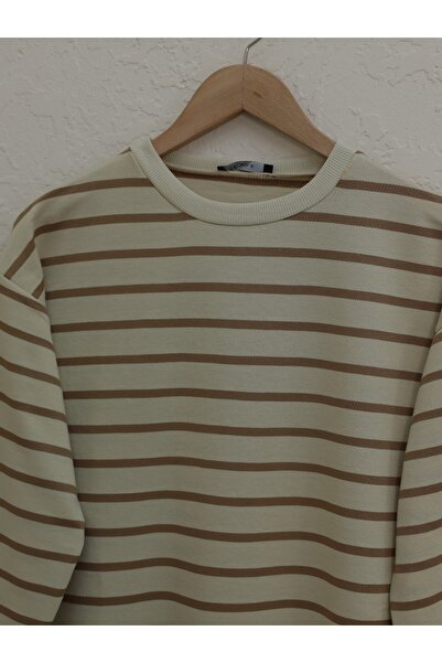 HİJABAYA Ανοιχτό Wortex Sweat με ριγέ μανίκια και ριμπάνα φούστα