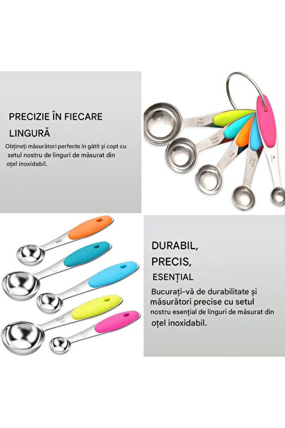 BELLA Bath&Soap Set of 5 graduated spoons,measuring and dosing cups, stainless steel, measures from 1.25ml -15 ml