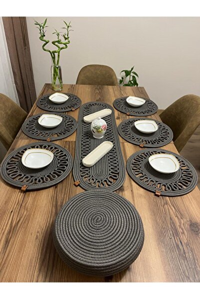 eftlyhome Runner Basket Set, Jute, Wicker, American Service, Cutlery Set, Plate Coaster, Presentation, Bread Basket